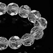 Krystalglas perler. Facetteret. Klar. 10 mm. Streng